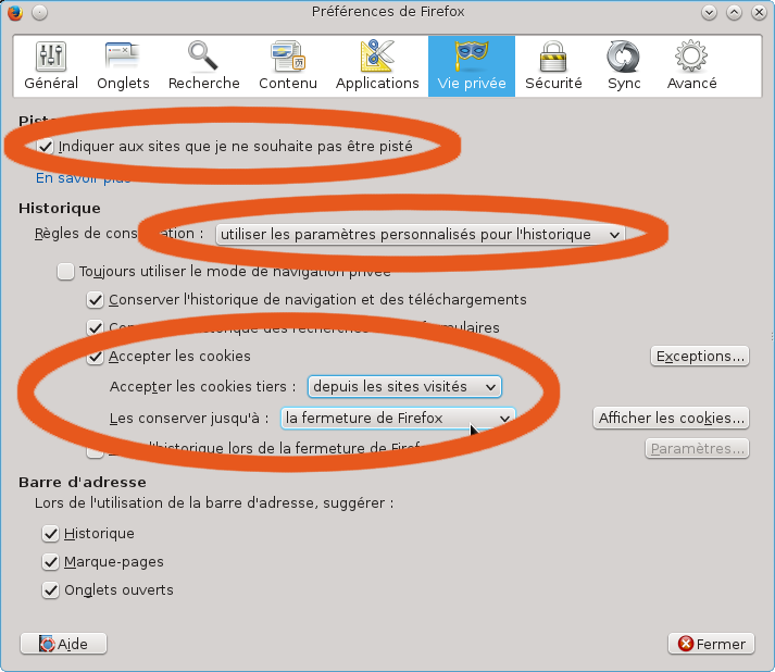 Configuration de Firefox